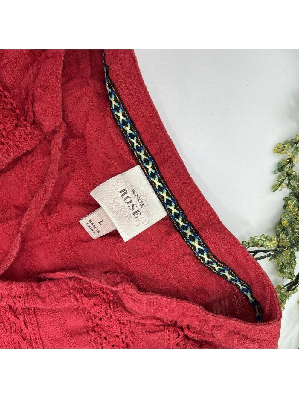 Knox Rose Dusty Red Tiered V Neck Sundress Size L - Picture 3 of 3